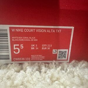 Nike Court Vision Alta TXT in White, Black, and Coral